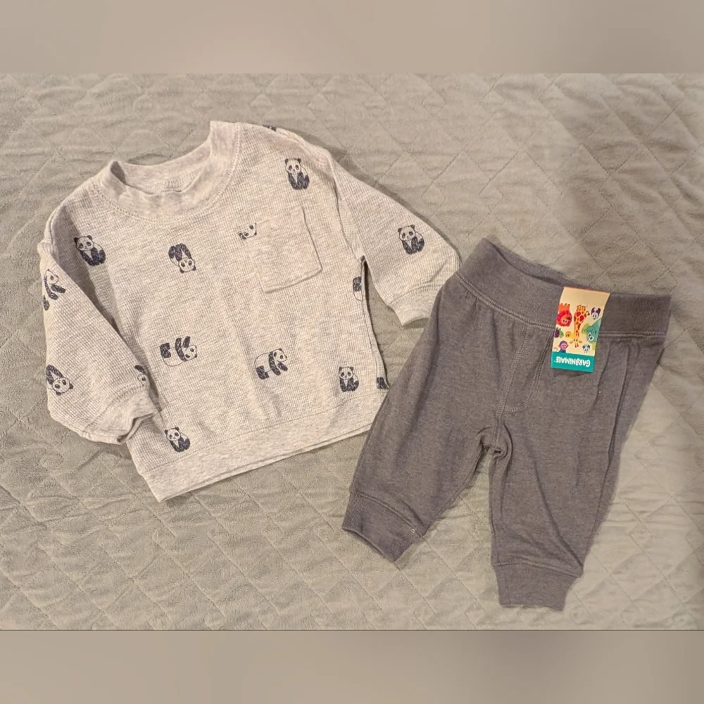 Gray Panda Baby Outfit